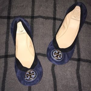 Tory Burch Navy/Black/Gold Logo flat 8.5 W